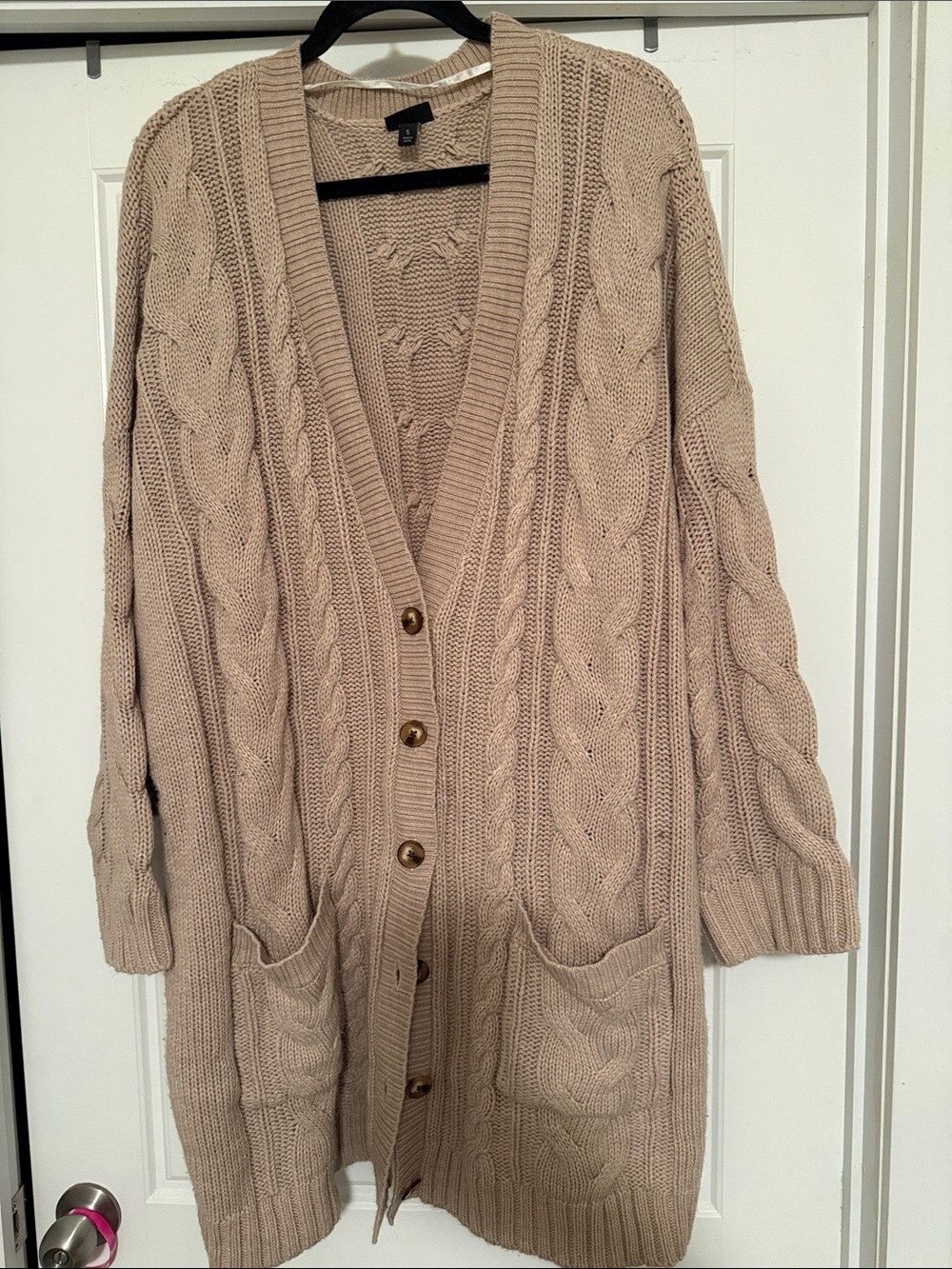 torrid Taupe Cable Knit Long Cardigan with Pockets